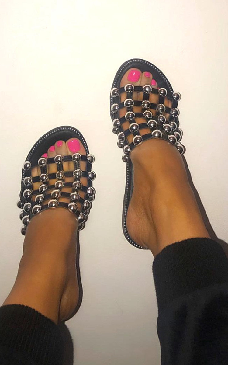 Studded Caged Open Toe Sandals