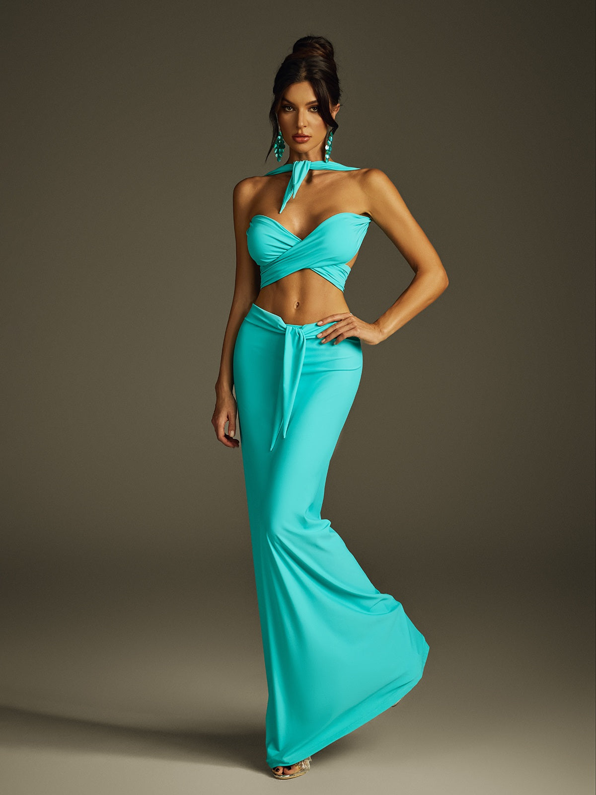 Ilvara Backless Ruched Skirt Set