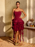 Ilyvoran Strapless Flower Mini Dress
