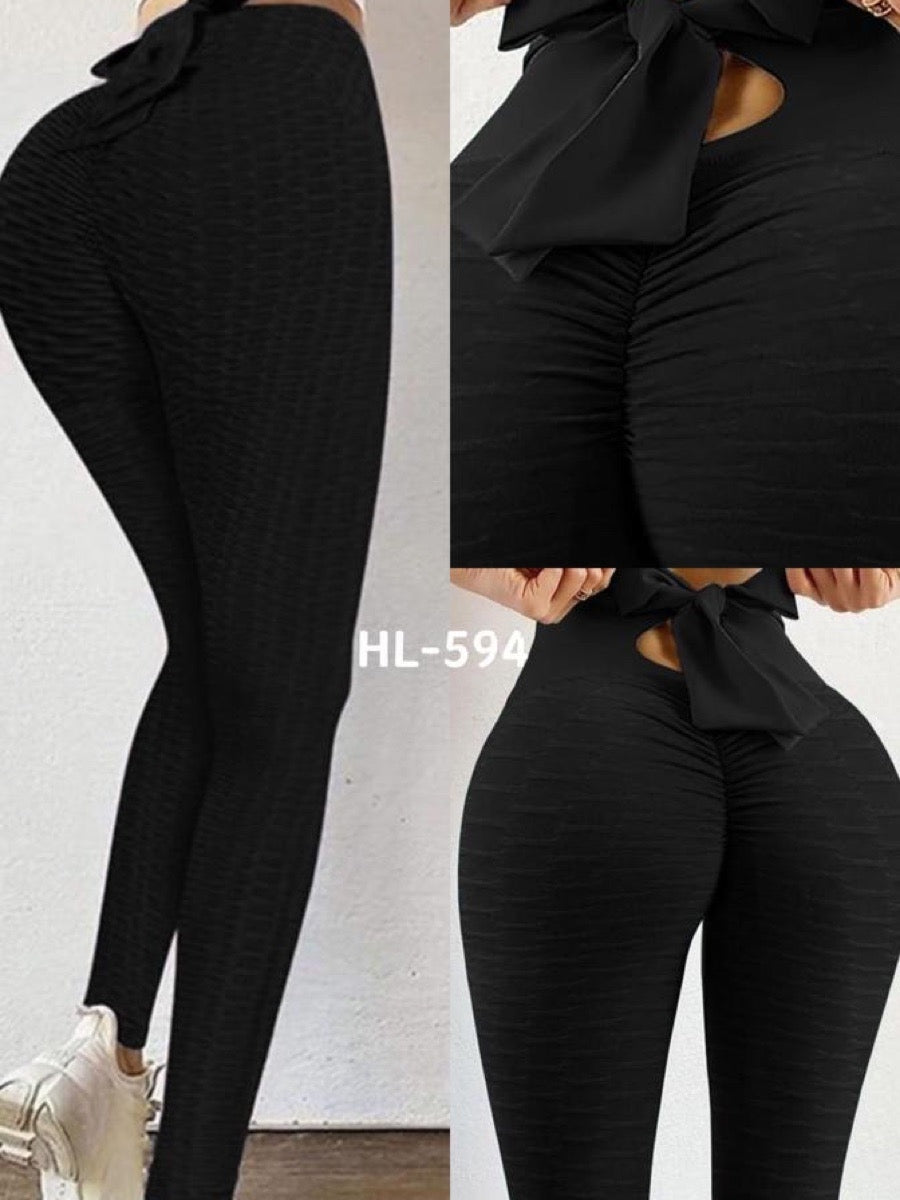 Bow Knot Scrunch Butt Textured Gym Leggings