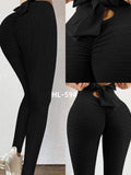 Bow Knot Scrunch Butt Textured Gym Leggings