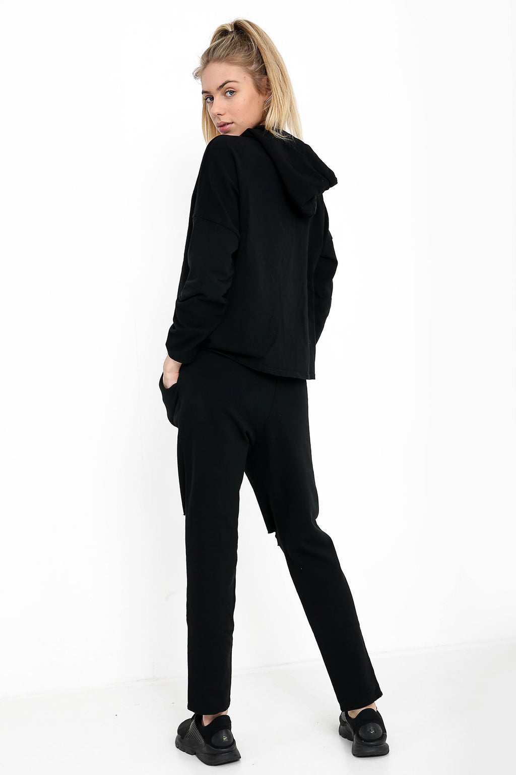 Choker Neck Hooded Top And Bottom Loungewear