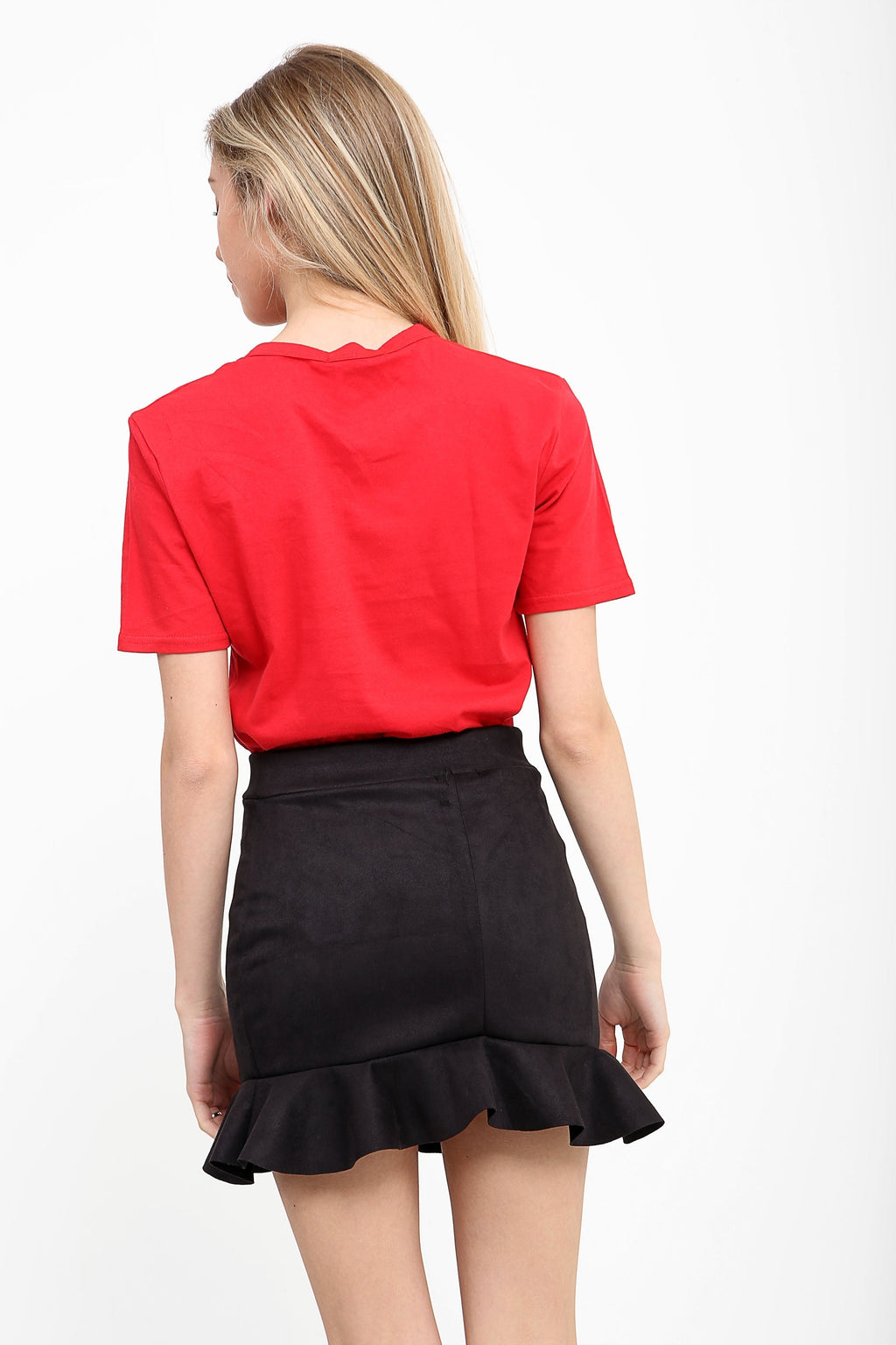 Suedette Frill Hem Mini Skirt