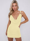 Buckle Detail Cowl Neck Ruched Bodycon Dress