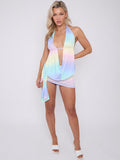 Tie-Dye Slinky Halter Neck Top & Skirt Co-ord With Tie Knot Drape Detail
