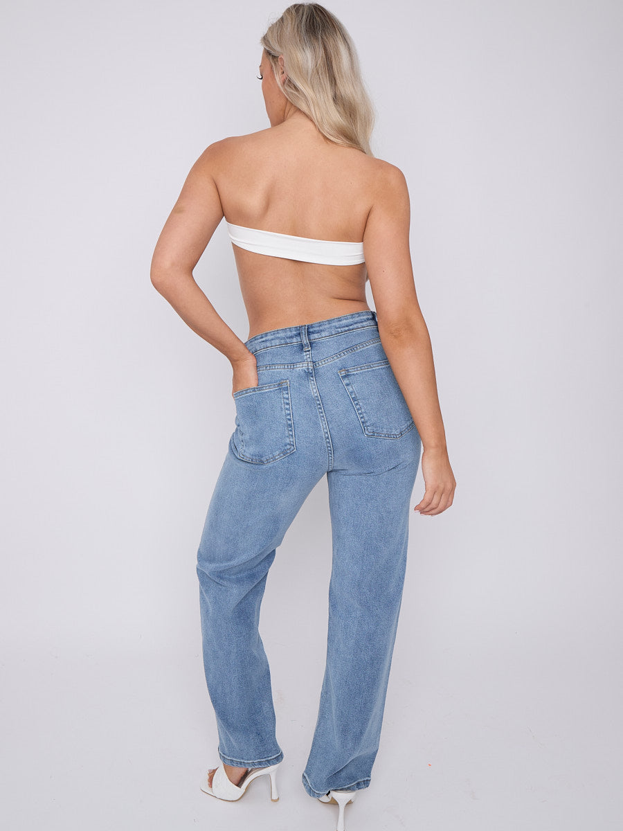 Diamante Studded Front Denim Jeans