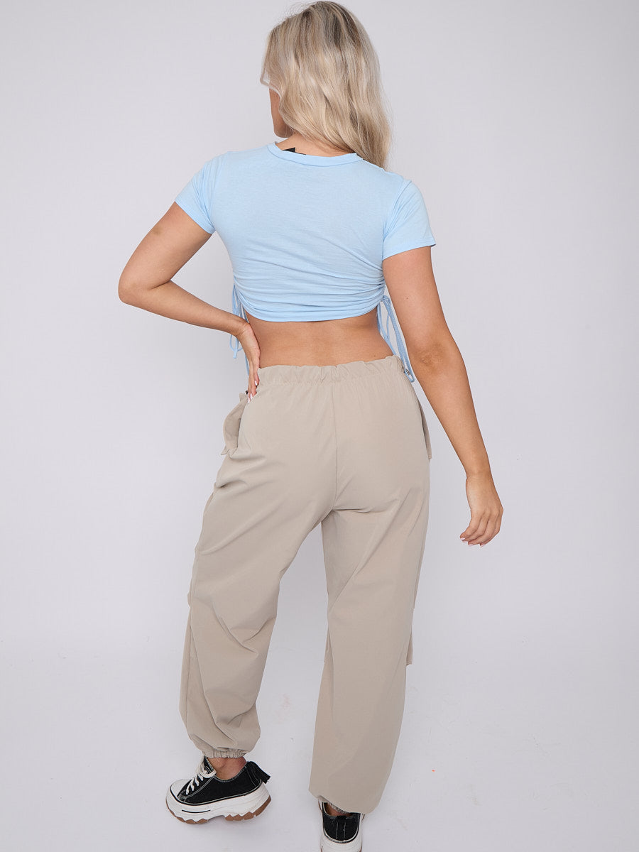 Crucifix Graphic Ruched Crop Top