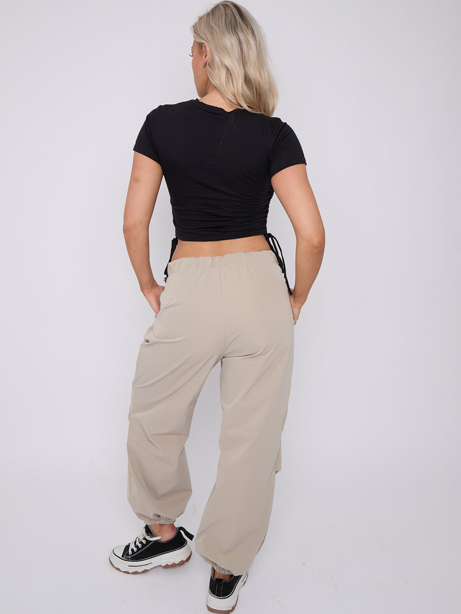 Crucifix Graphic Ruched Crop Top
