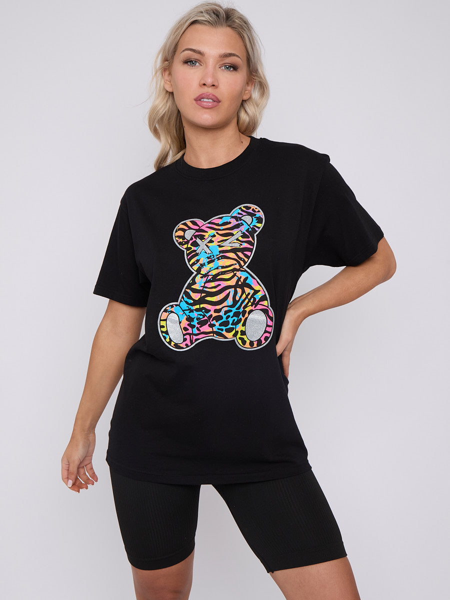 Animal Print Teddy Graphic Printed T-Shirt