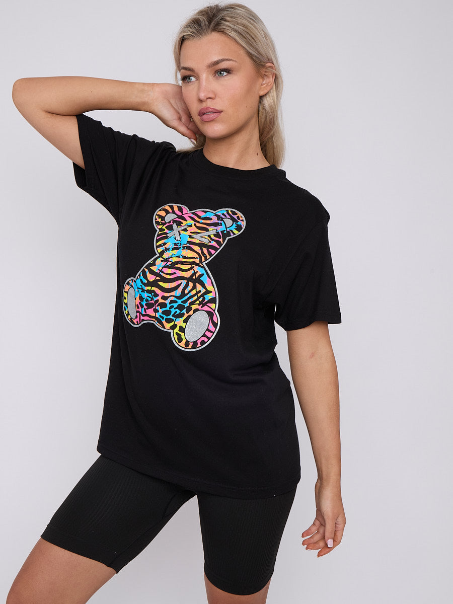 Animal Print Teddy Graphic Printed T-Shirt