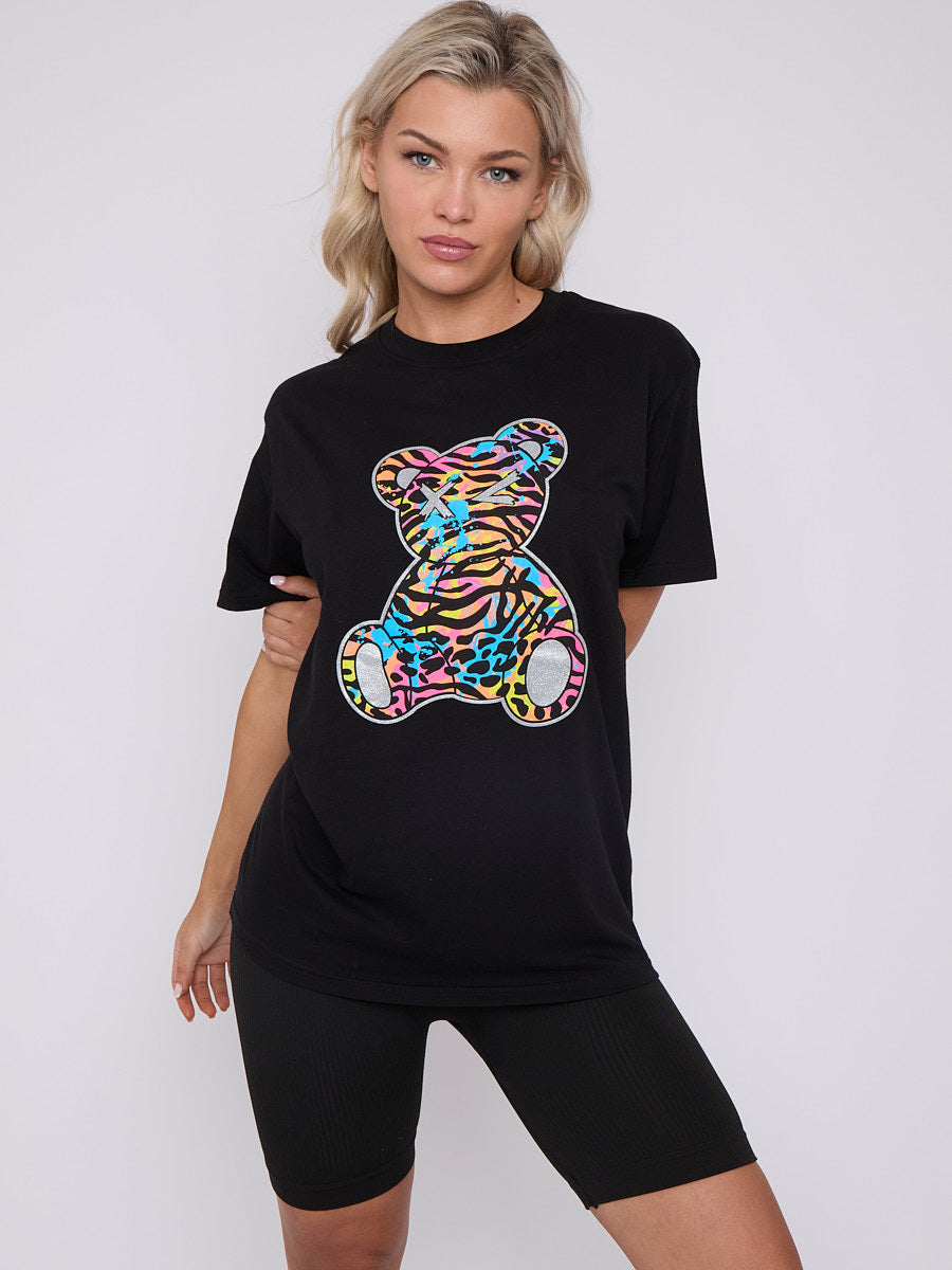 Animal Print Teddy Graphic Printed T-Shirt