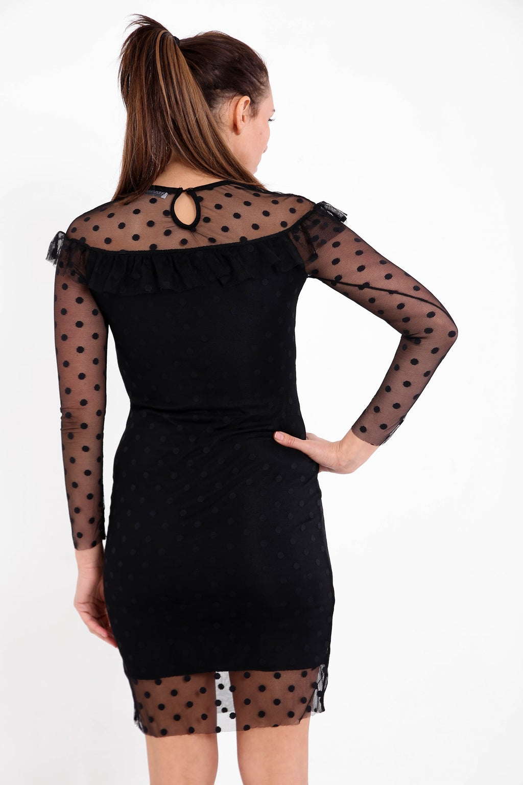 Polka Dot Mesh Frill Dress