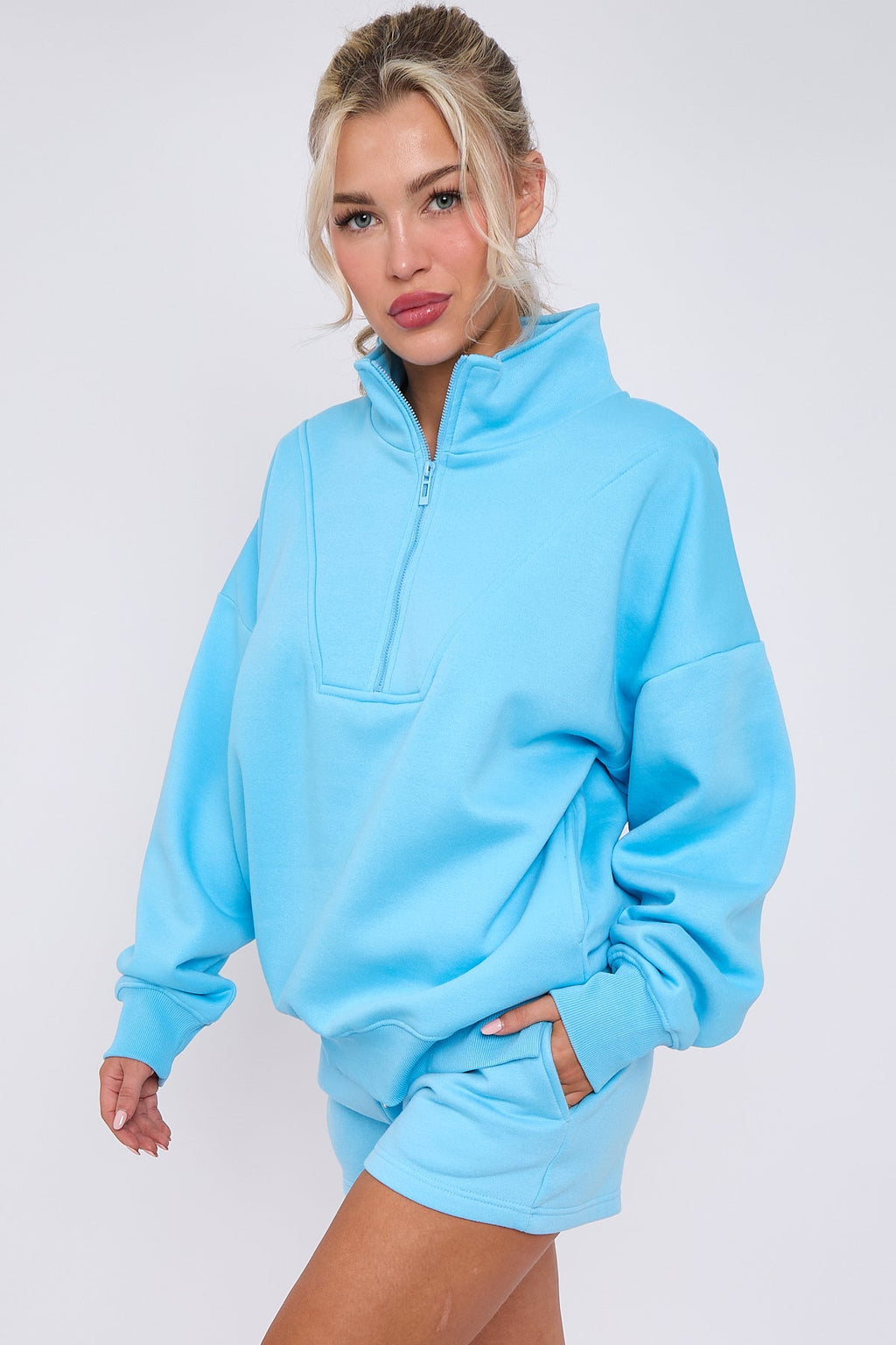1/2 Zip Top & Shorts Fleece Co-ord