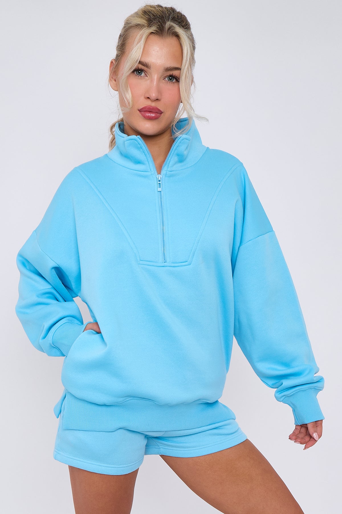 1/2 Zip Top & Shorts Fleece Co-ord