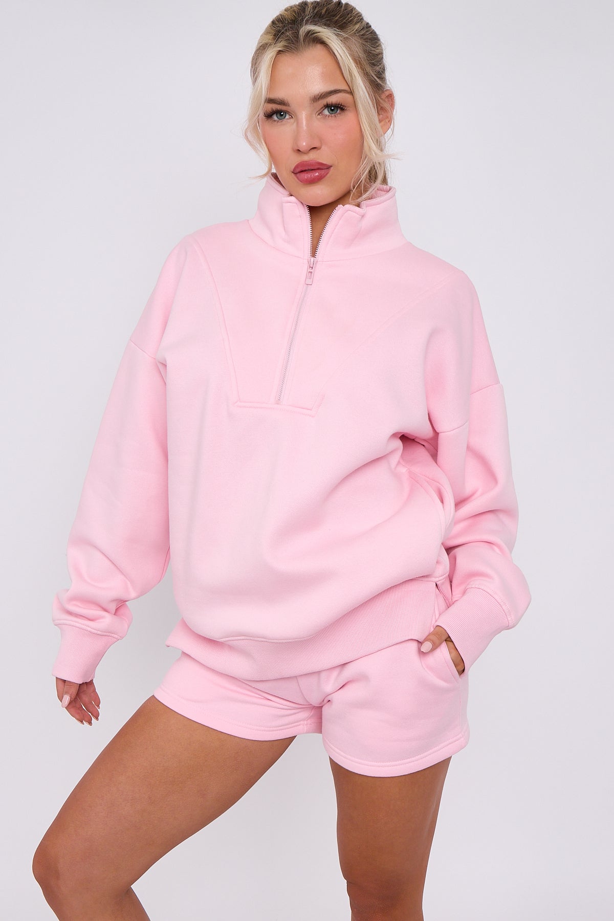 1/2 Zip Top & Shorts Fleece Co-ord