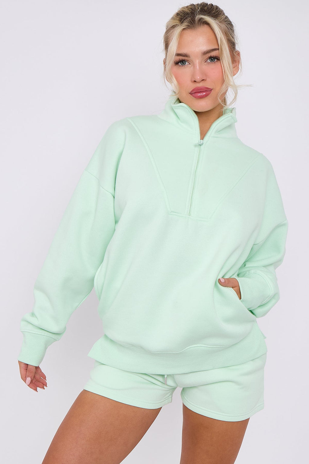 1/2 Zip Top & Shorts Fleece Co-ord