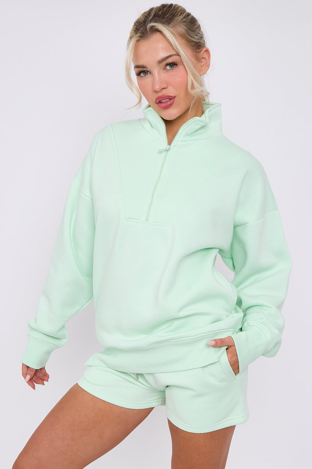 1/2 Zip Top & Shorts Fleece Co-ord