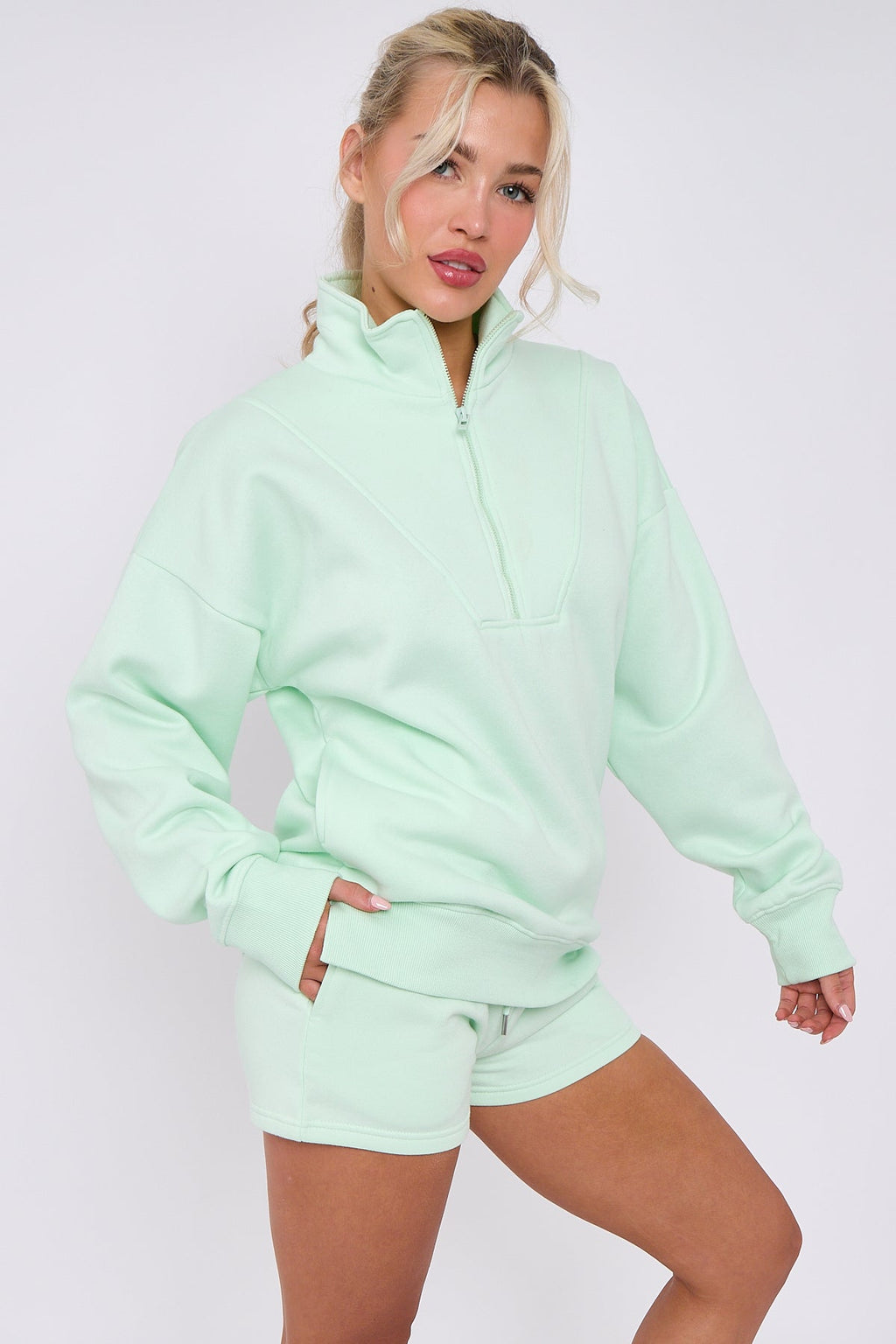 1/2 Zip Top & Shorts Fleece Co-ord