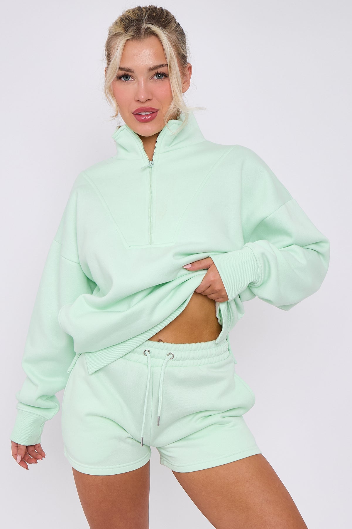 1/2 Zip Top & Shorts Fleece Co-ord