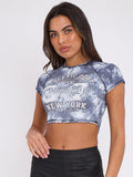 Athletic Dept. Graphic Ribbed Tie-Dye Crop Top