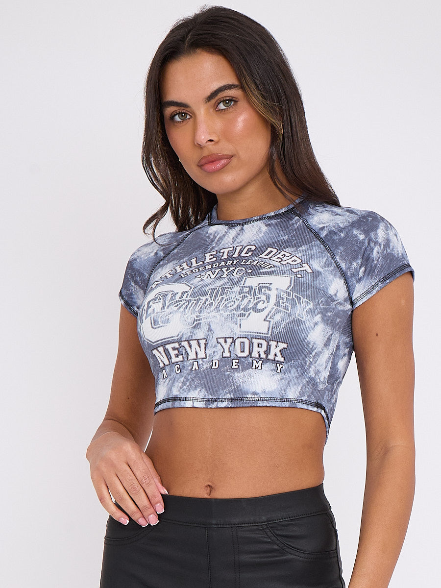 Athletic Dept. Graphic Ribbed Tie-Dye Crop Top