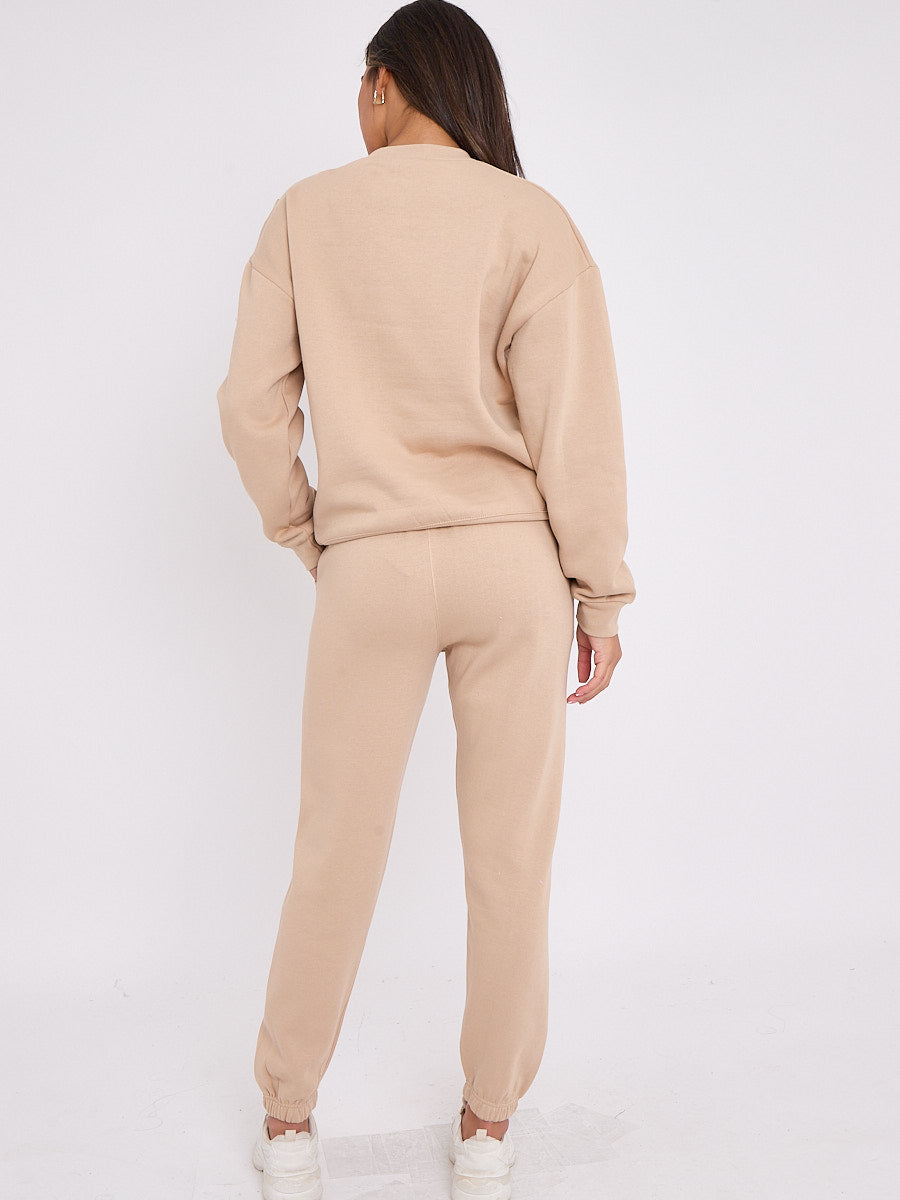 Bow Detail Sweatshirt & Jogger Fleece Co-ord