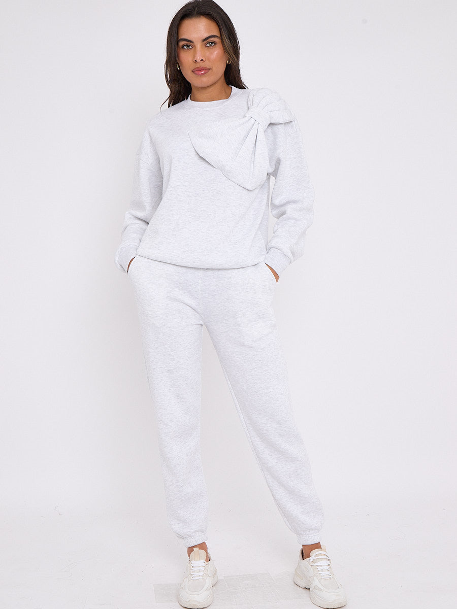 Bow Detail Sweatshirt & Jogger Fleece Co-ord