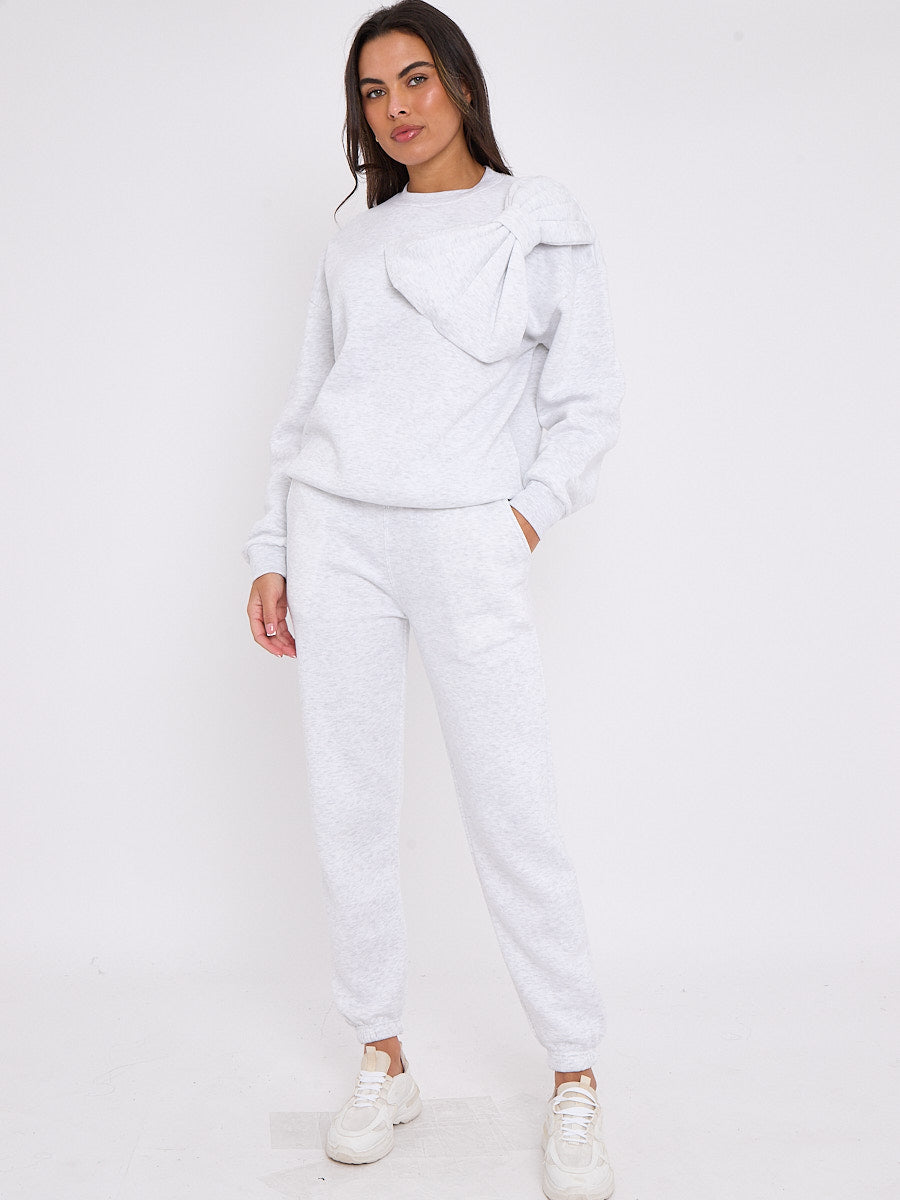 Bow Detail Sweatshirt & Jogger Fleece Co-ord