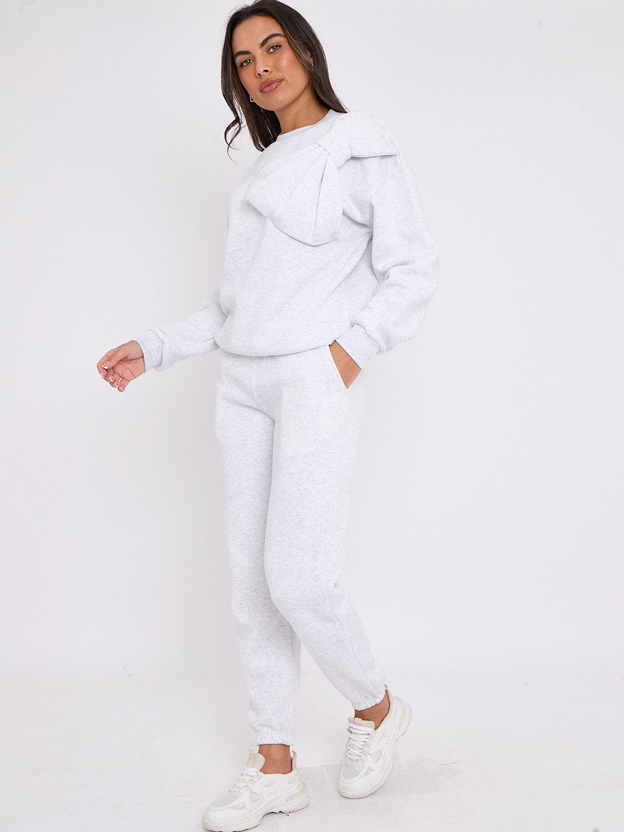 Bow Detail Sweatshirt & Jogger Fleece Co-ord