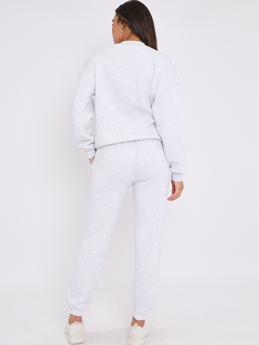 Bow Detail Sweatshirt & Jogger Fleece Co-ord