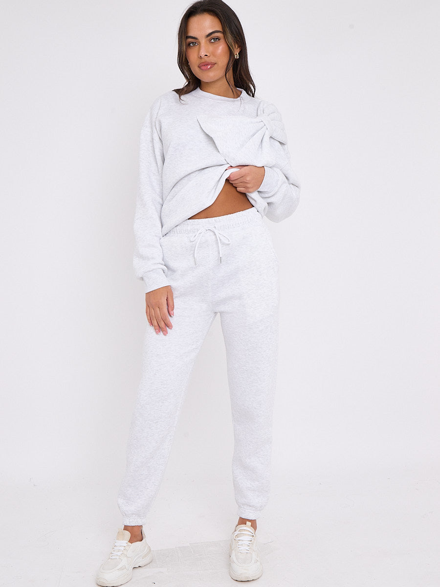Bow Detail Sweatshirt & Jogger Fleece Co-ord