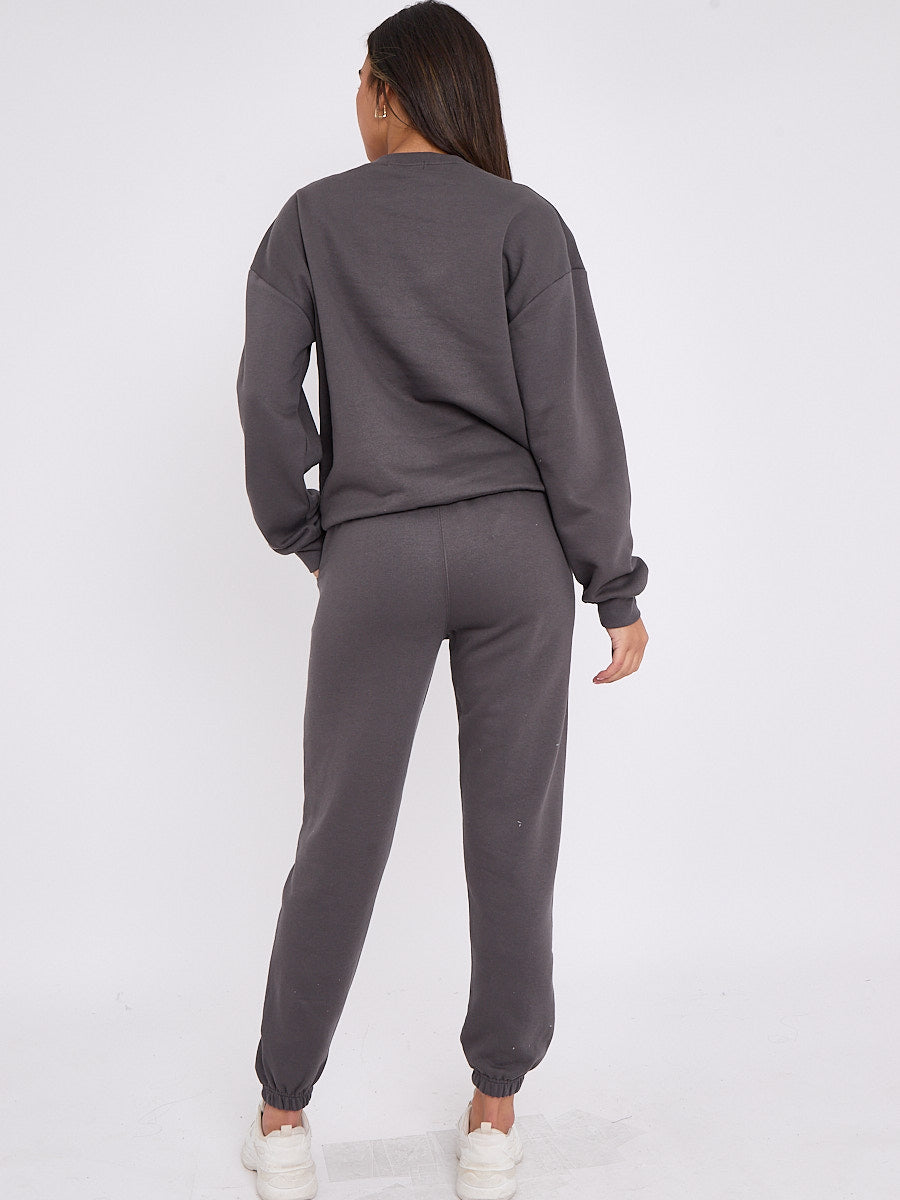 Bow Detail Sweatshirt & Jogger Fleece Co-ord