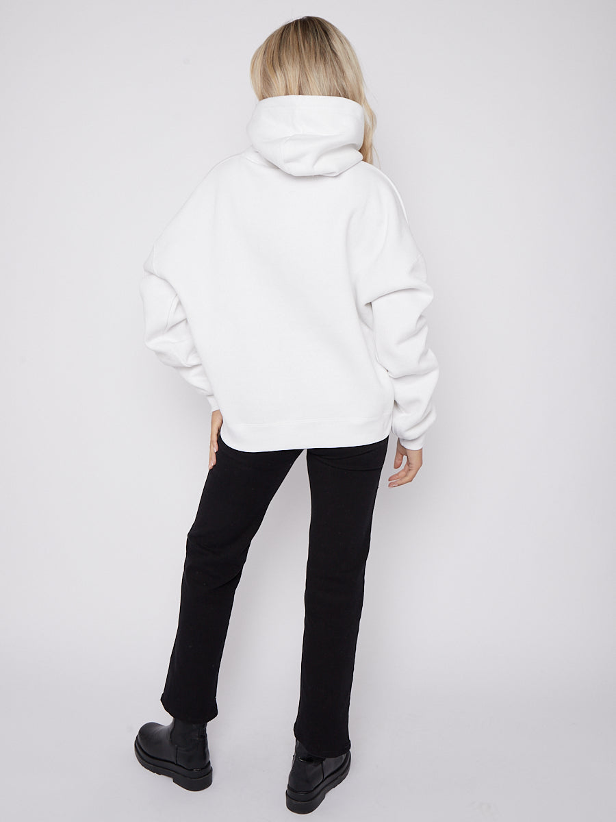 Ribbon Drawstring Ruched Sleeves Fleeced Hoodie
