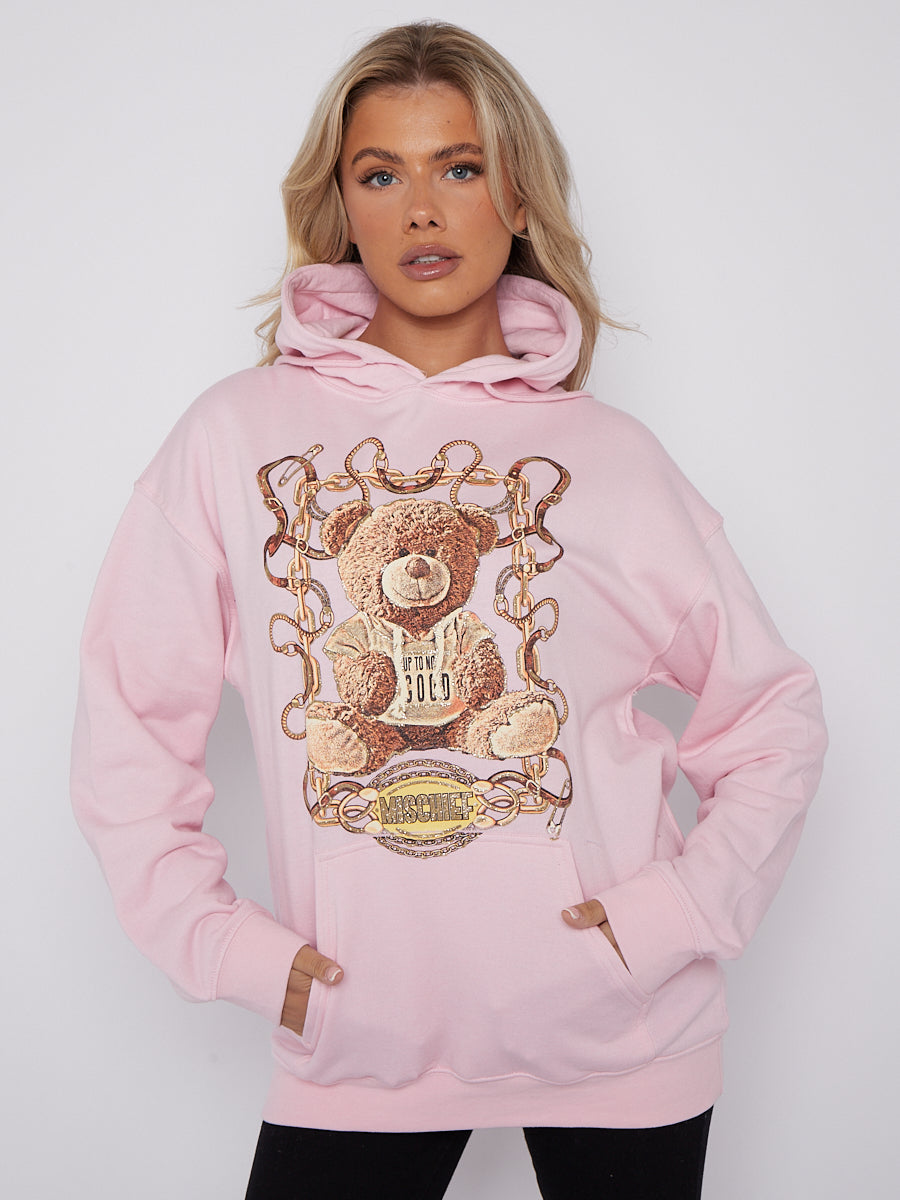 Mischief Teddy Graphic Print Hoodie