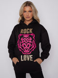 Rock Love Tiger Graphic Print Hoodie