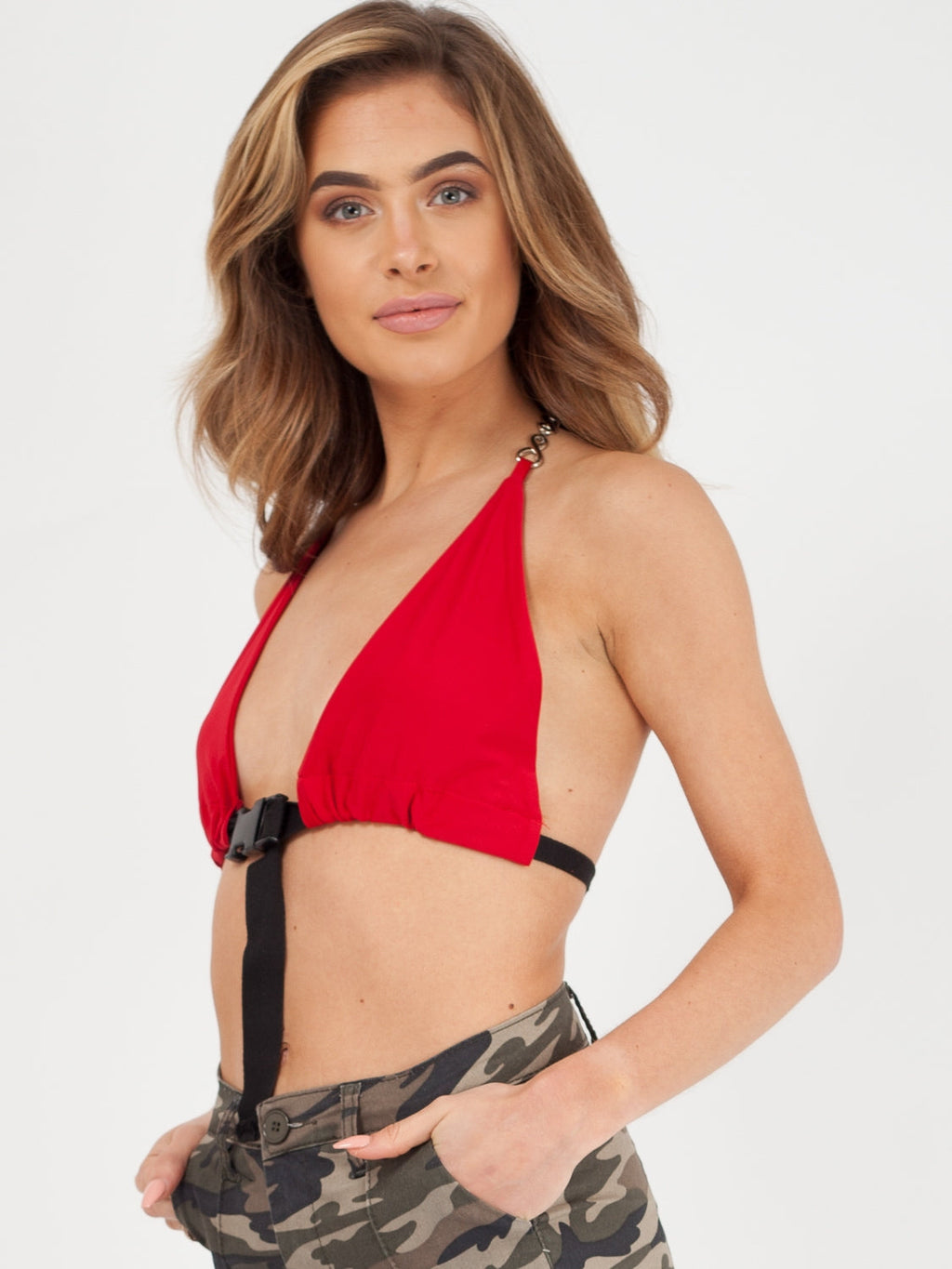 Chains Buckle Up Bralet Crop Top