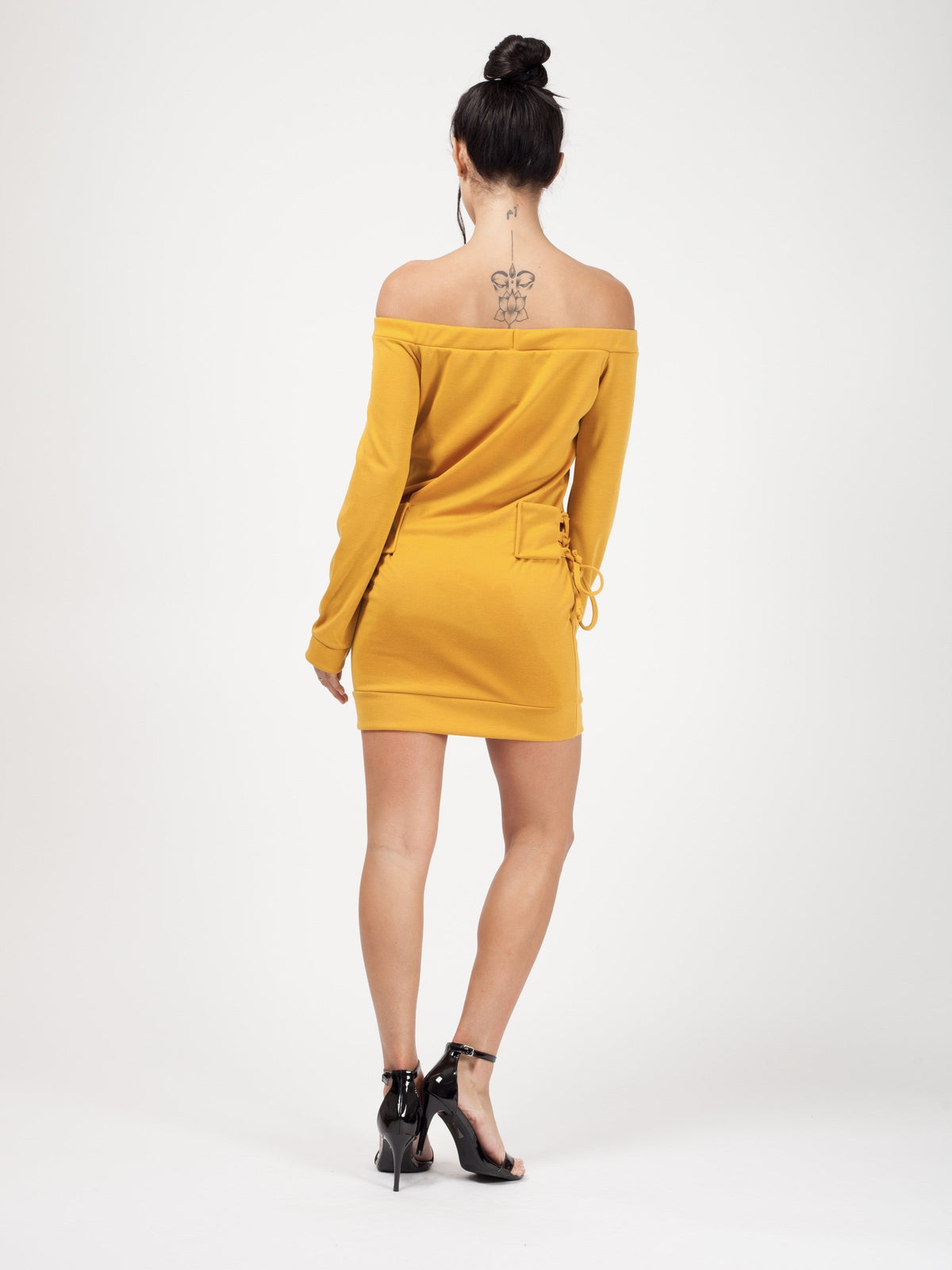 Lace Up Detail Bardot Jumper Dress