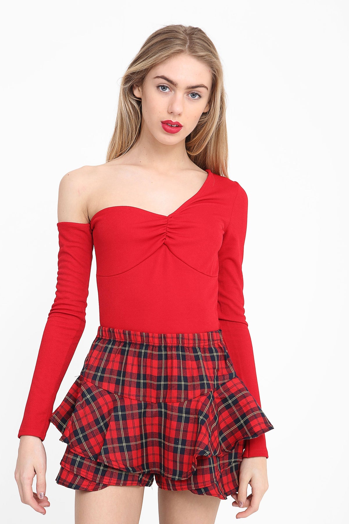 Tartan Check Layered Skorts Shorts