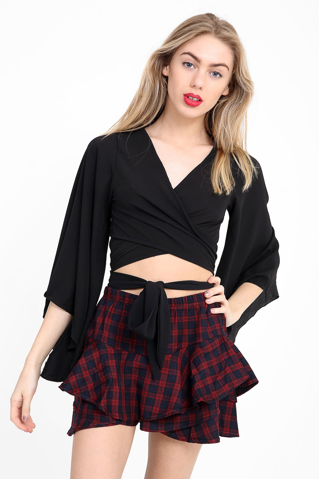 Tartan Check Layered Skorts Shorts