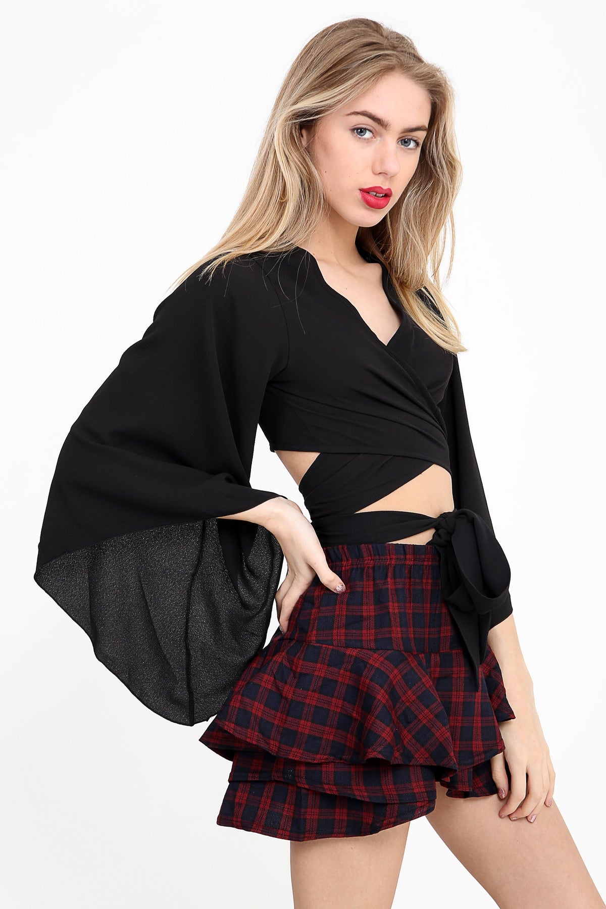 Tartan Check Layered Skorts Shorts