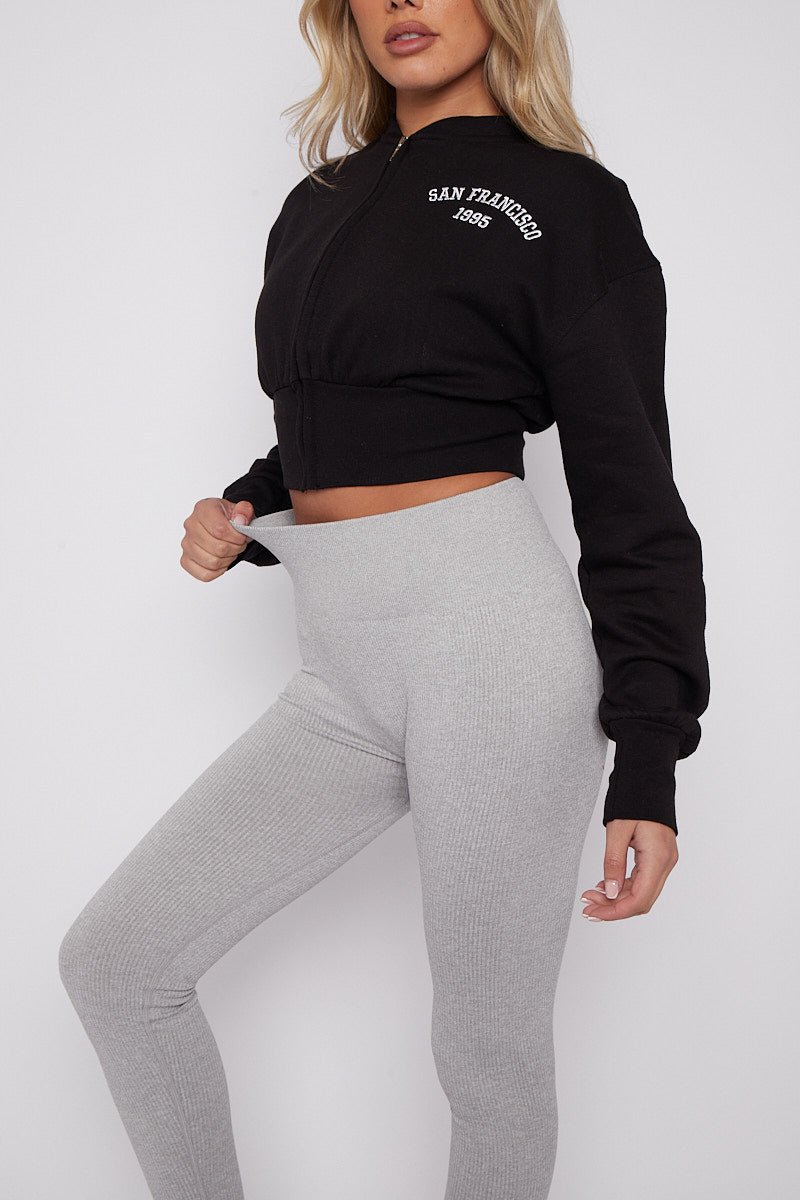 High Waist Stretchy Ribbed Leggings