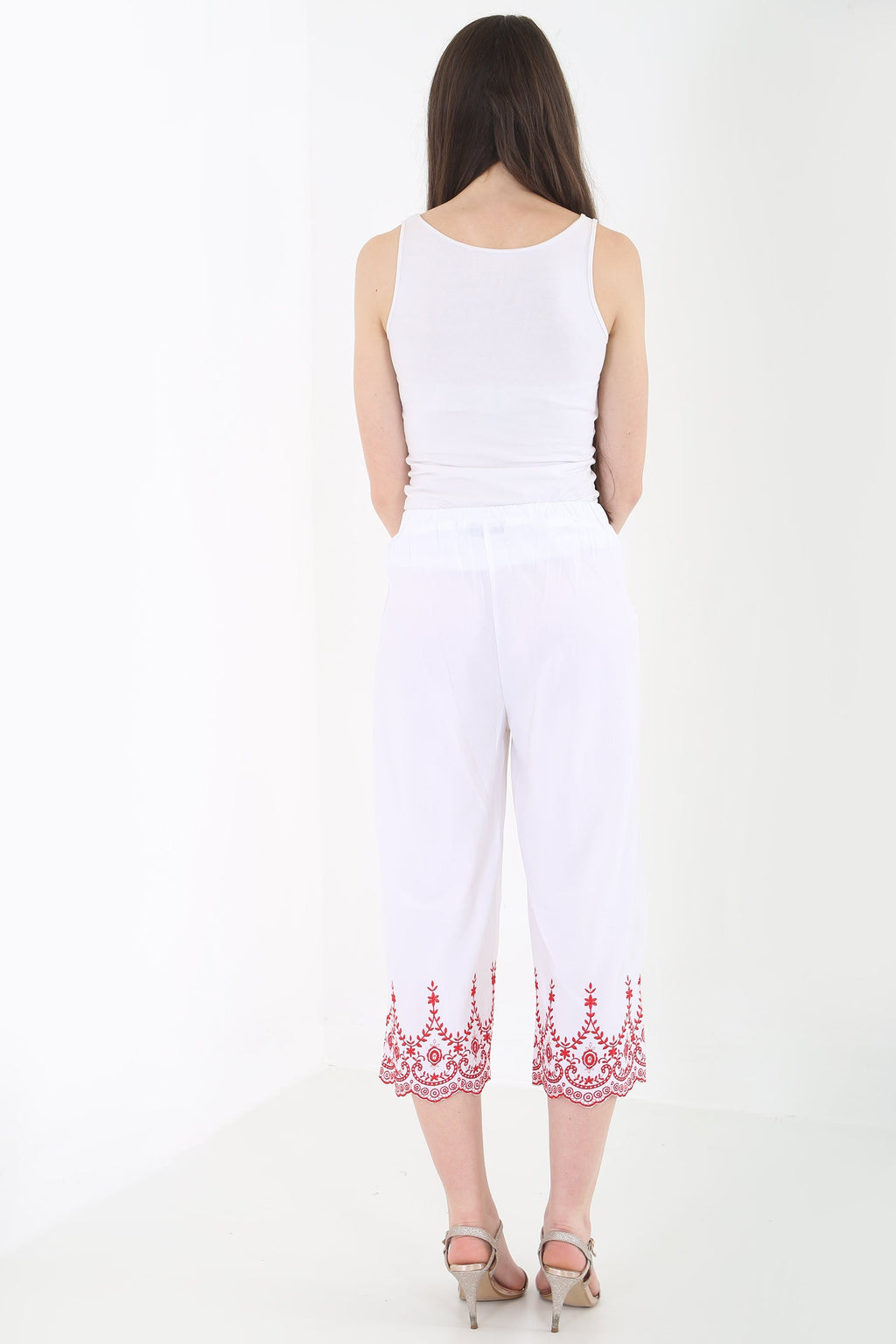 Embroidered Hem Culottes