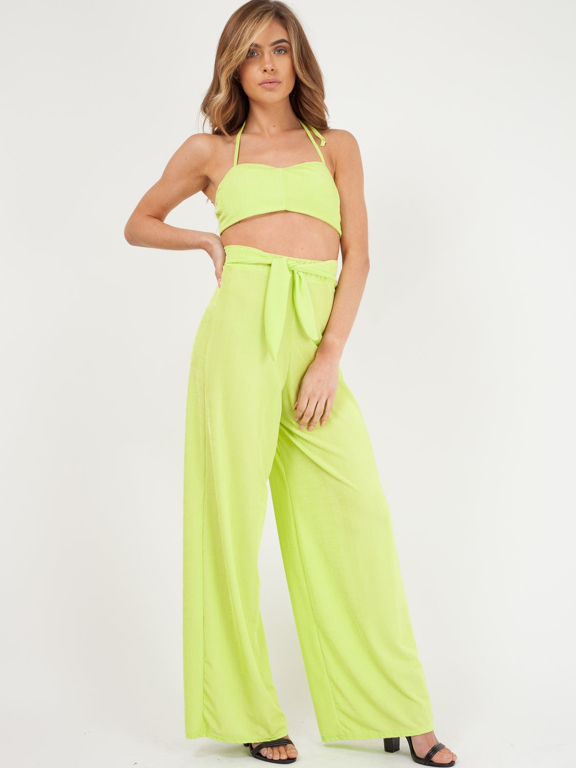Ribbed Tie-up Bralet & Trouser Co-ord Set