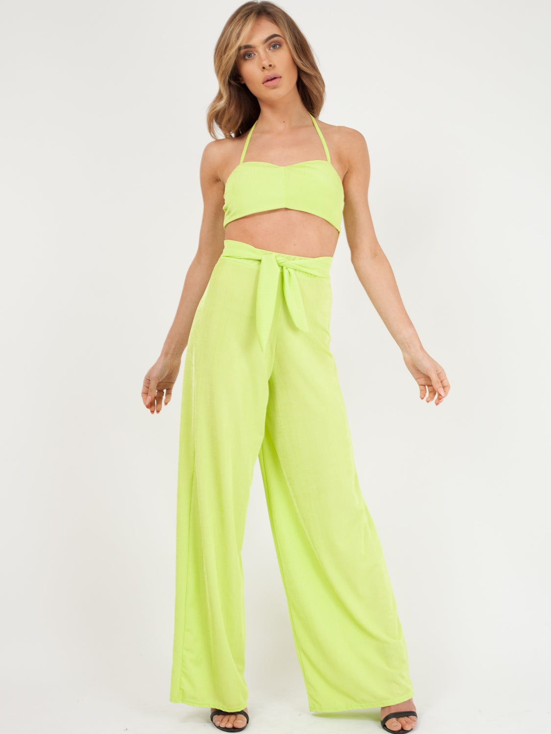 Ribbed Tie-up Bralet & Trouser Co-ord Set
