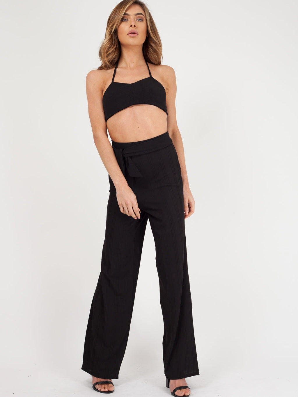 Ribbed Tie-up Bralet & Trouser Co-ord Set