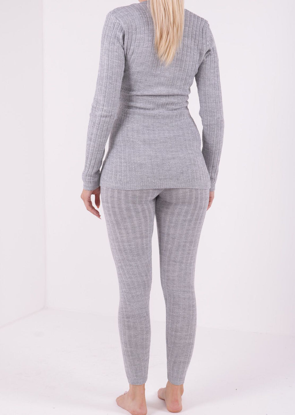 Metallic Lurex Ribbed Knitted Loungewear Coordinate