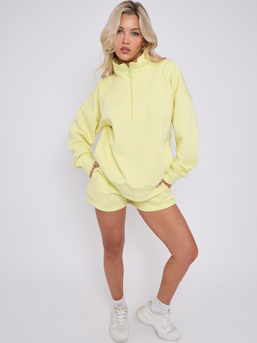 1/2 Zip Top & Shorts Fleece Co-ord