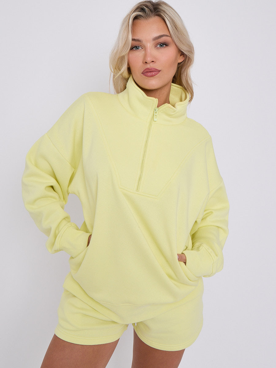 1/2 Zip Top & Shorts Fleece Co-ord