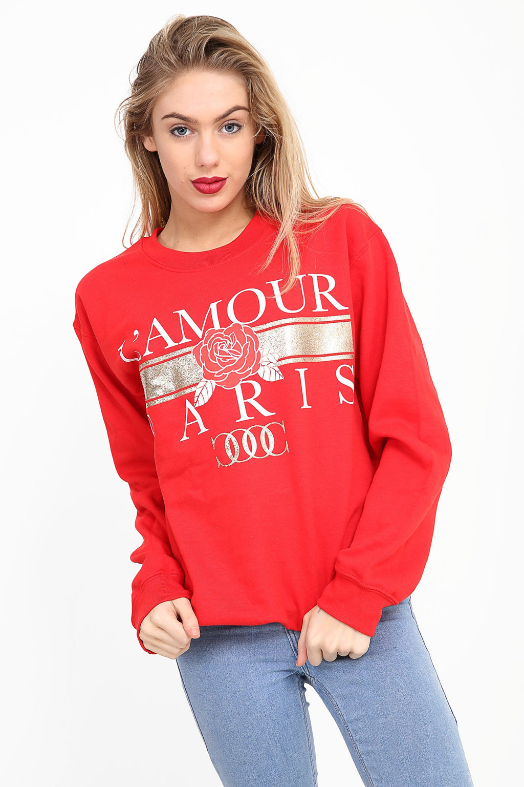 L'Amour Glitter Print Sweatshirt Jumper