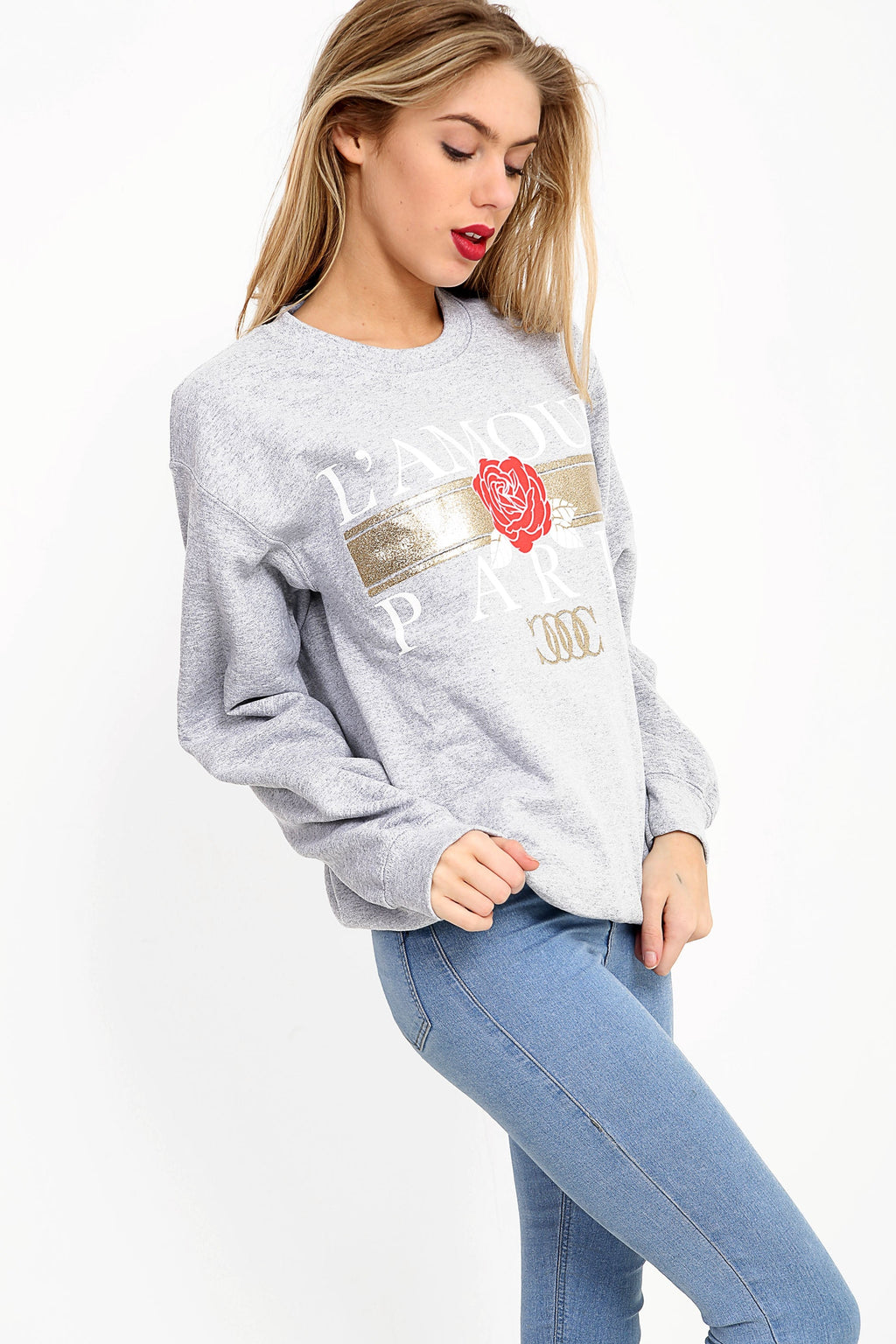 L'Amour Glitter Print Sweatshirt Jumper